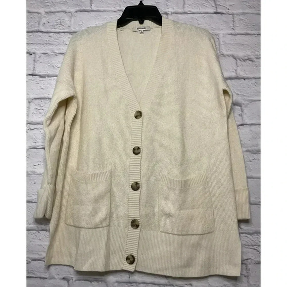 Madewell Asherton button front wool alpaca blend waffle knit cardigan sweater S - Picture 5 of 9
